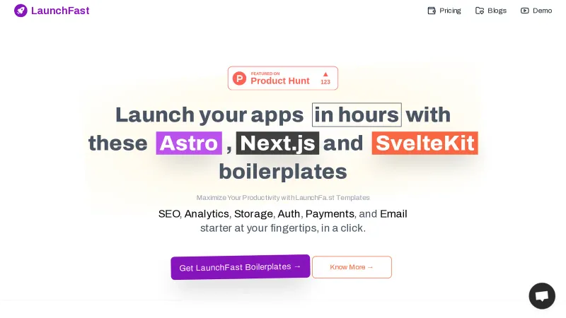 LaunchFa.st - 使用这些 Astro、Next.js 和 SvelteKit 样板在数小时内启动您的应用